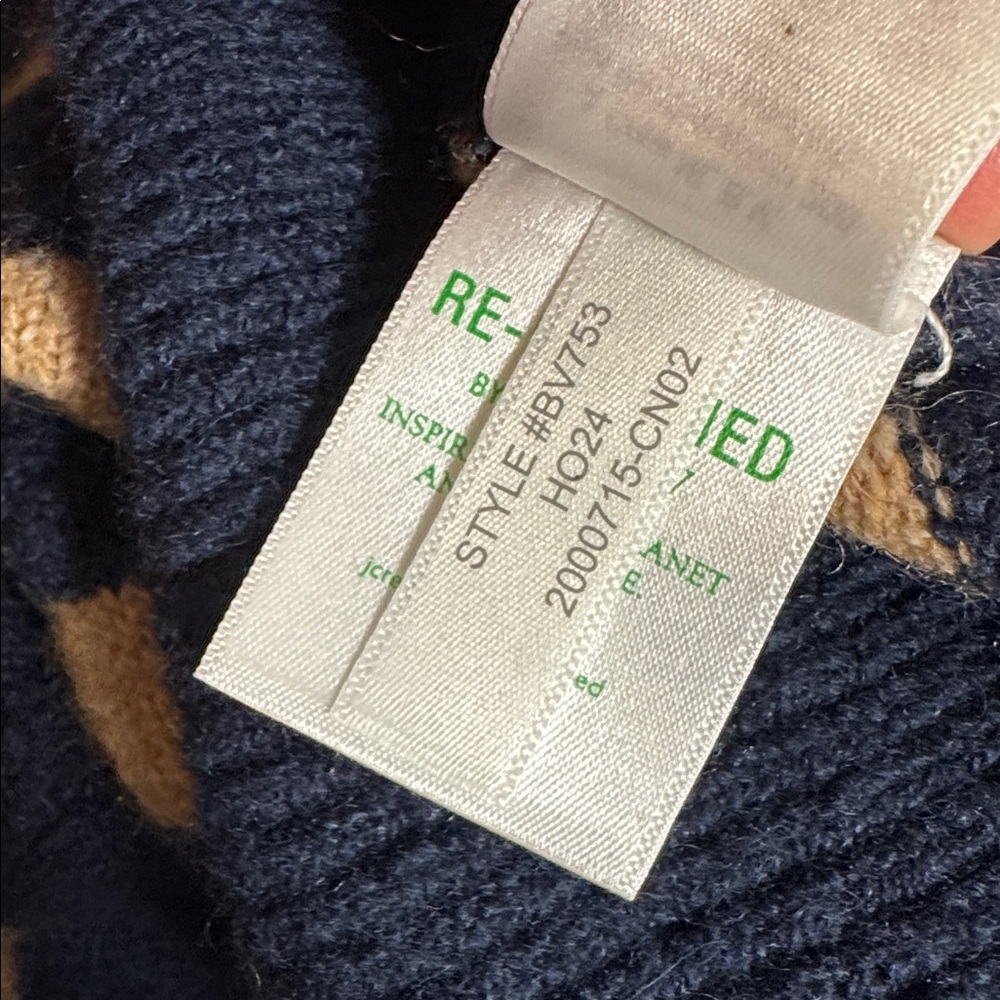Navy and Tan Striped Women's Sweater - Picture 6 of 6